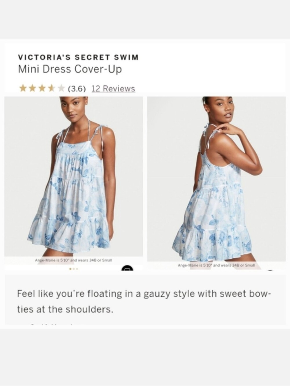 Victoria's secret mini dress swim coverup FLORAL LARGE